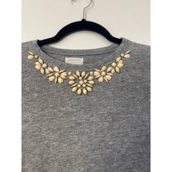 Crew Cuts Girls Beaded Necklace Crew Sweater Gray Beige Size 8 Formal Dressy - Picture 2 of 4